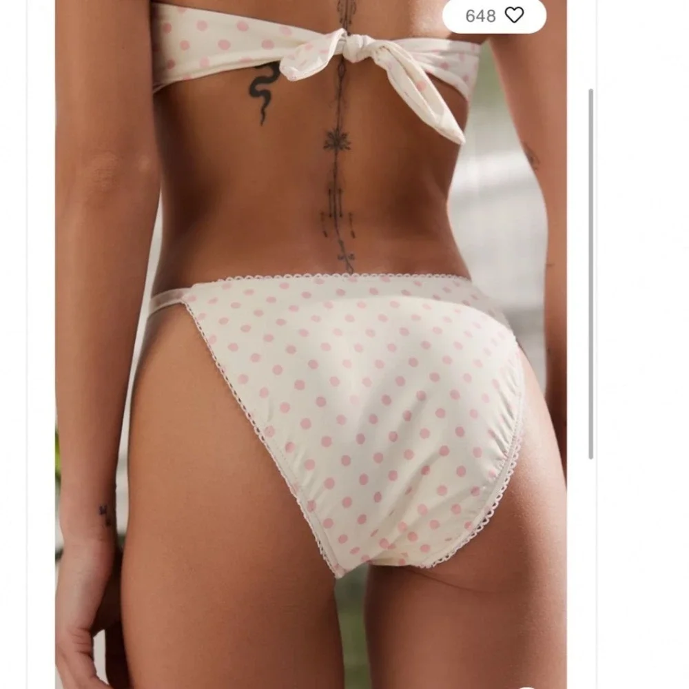 Dippin' Daisy's Jane Bikini Bottom Pink Polka Dot Lace Trim High Cut‎ M NEW UO